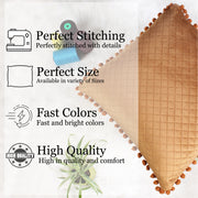 Both Side with PomPom Quilted Velvet Cushion Cover (Set of 2), Brown